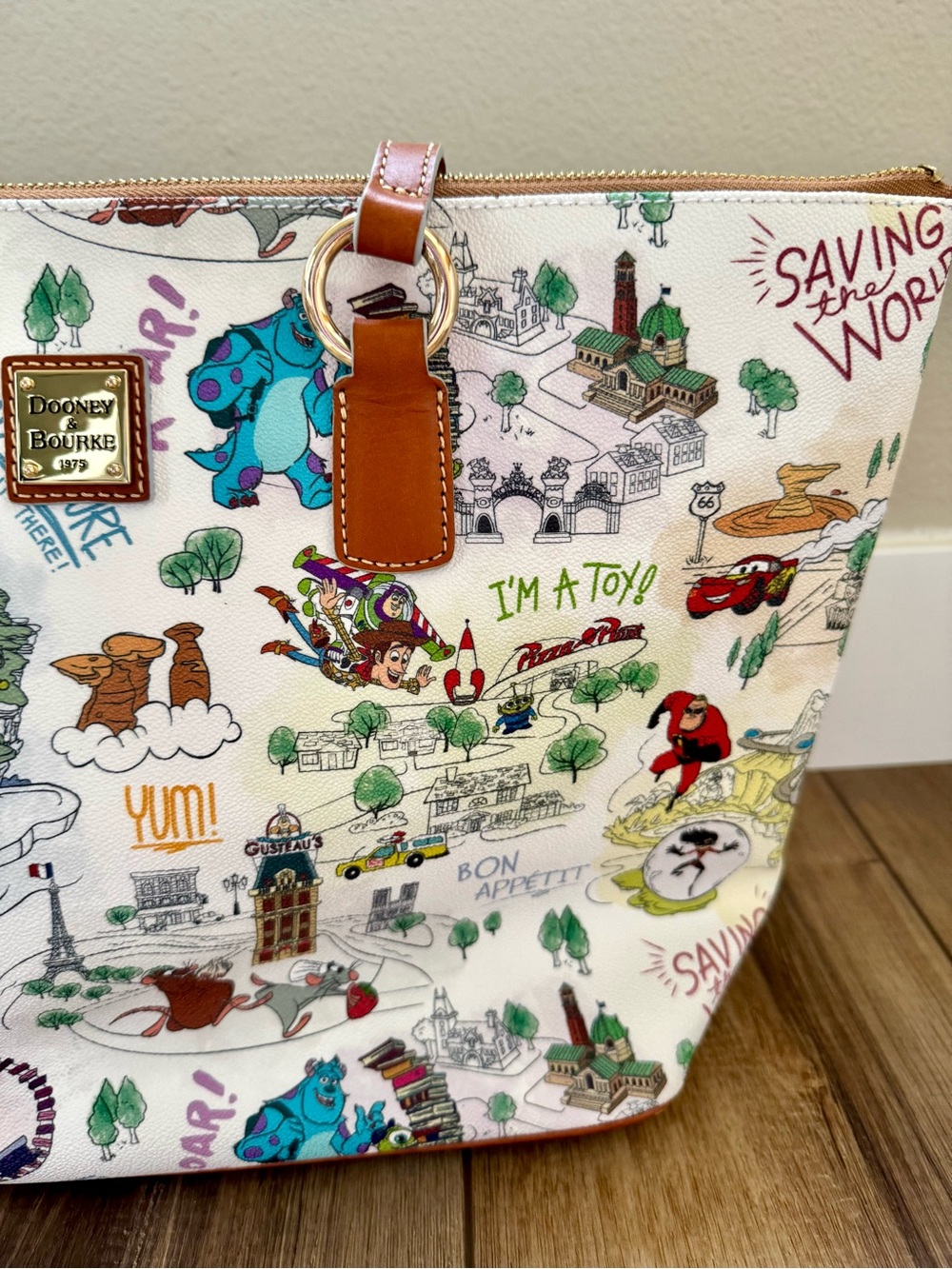 Disney Pixar Maps Dooney & Bourke Tote | EUC | Zip Closure | Blue Lining - Picture 4 of 14